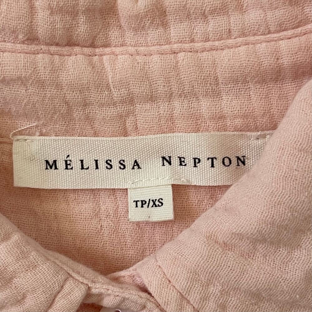 Melissa Nepton Gauzy Cotton Long Sleeve Shirt - Pink Top - Blouse - Size XS - Picture 3 of 4